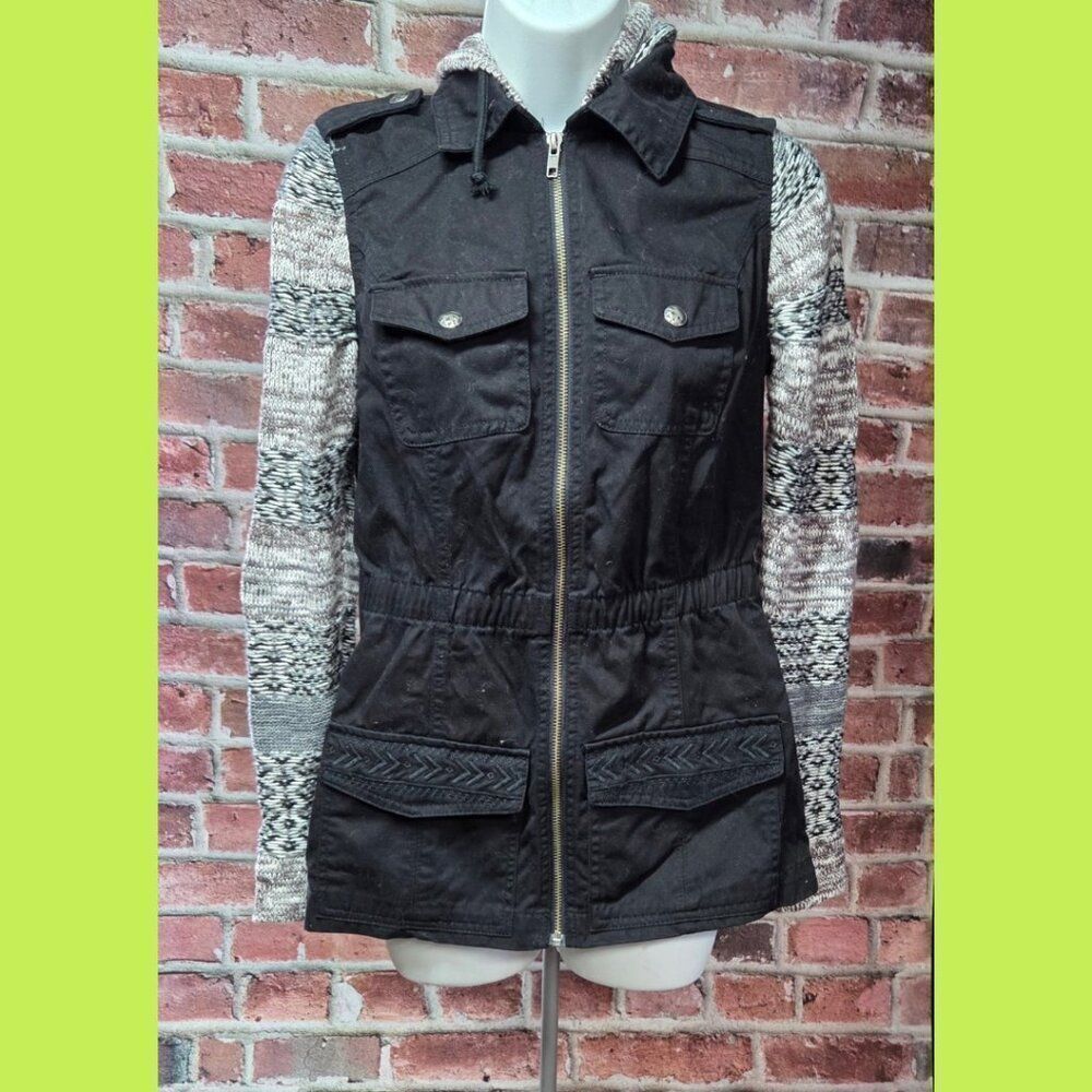 Maurices Hooded Zip-Up Utility Jacket – Women’s Size‎ XS – Black & Gray – 100%